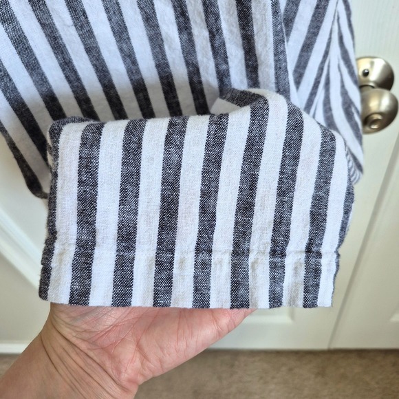 Linen blend spaghetti strap dress white black stripe A New Day women's small - Picture 5 of 8